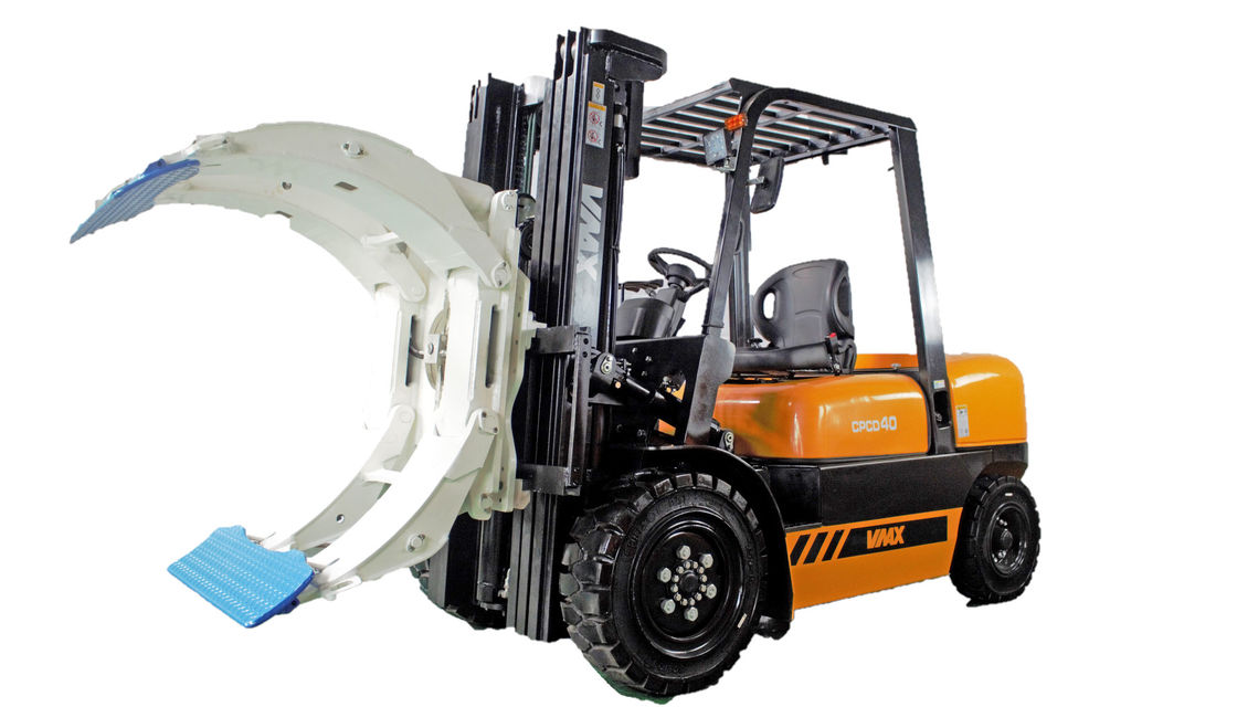 Yellow Stand Up Counterbalance Forklift Truck With C490 Isuzu Engine